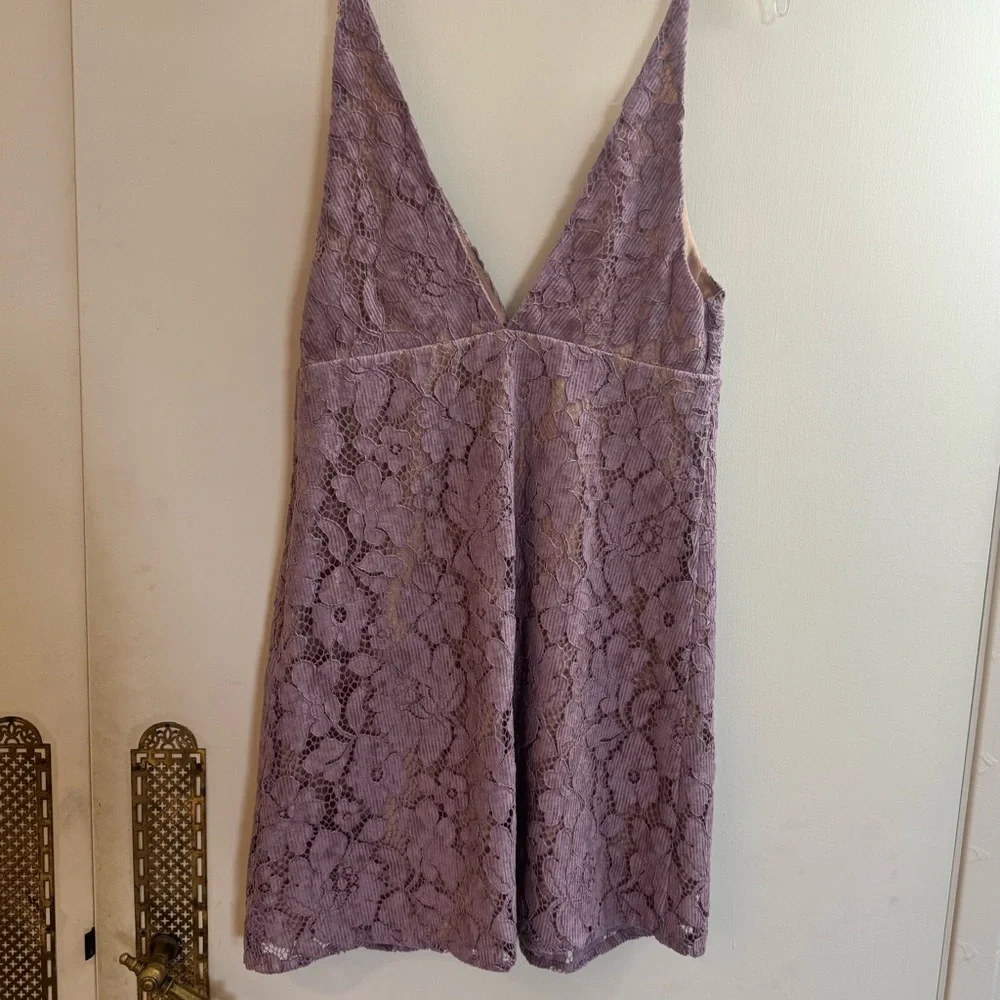 Free People Dangerous Love purple pink Sleeveless Floral Lace Mini Dress Size 2
